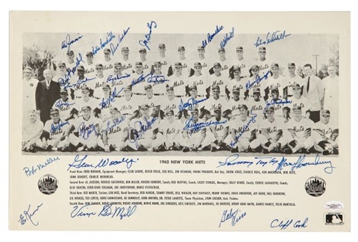 1962 New York Mets Reunion Signed 11x17 Photograph With 32 Signatures
